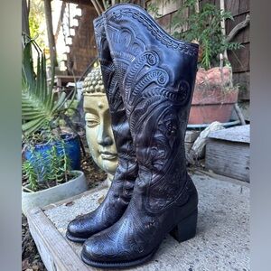 Bed Stu Leather Tooled Heeled Boots